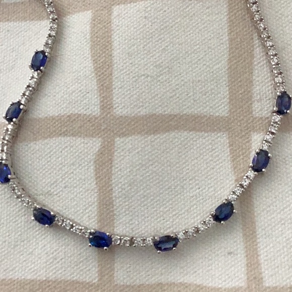 Sterling & Crystal Choker Necklace, 18” - Picture 2 of 5